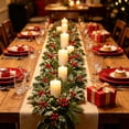 thumbnail image 4 of Christmas Holly Garland with Berry, 5.74ft Flexible Vine Garland with Green Leaves & Red Berries, Realistic Faux Greenery Hanging Decor for Mantel, Wall, Door & Holiday, 4 of 6