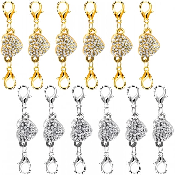 DESIGNICE Pack of 12 Gold and Silver Color Magnetic Lobster Clasps for Jewelry. Strong Magnet Accessory for Necklace,Bracelet. DIY Friendly.
