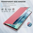 thumbnail image 5 of for Samsung Galaxy S20+ 5G Case View Clear Smart Window Leather for Samsung S20+ Case Slim Mirror Hard PC Kickstand Luxury Flip Shockproof Galaxy S20 Plus Cover (Pink), 5 of 14