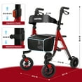 thumbnail image 4 of COSYWILL Aluminum Rollator Walker with Seat,Height Adjustable Mobility Walker with 8" Wheels,350 lb Weight Capacity,Red, 4 of 9