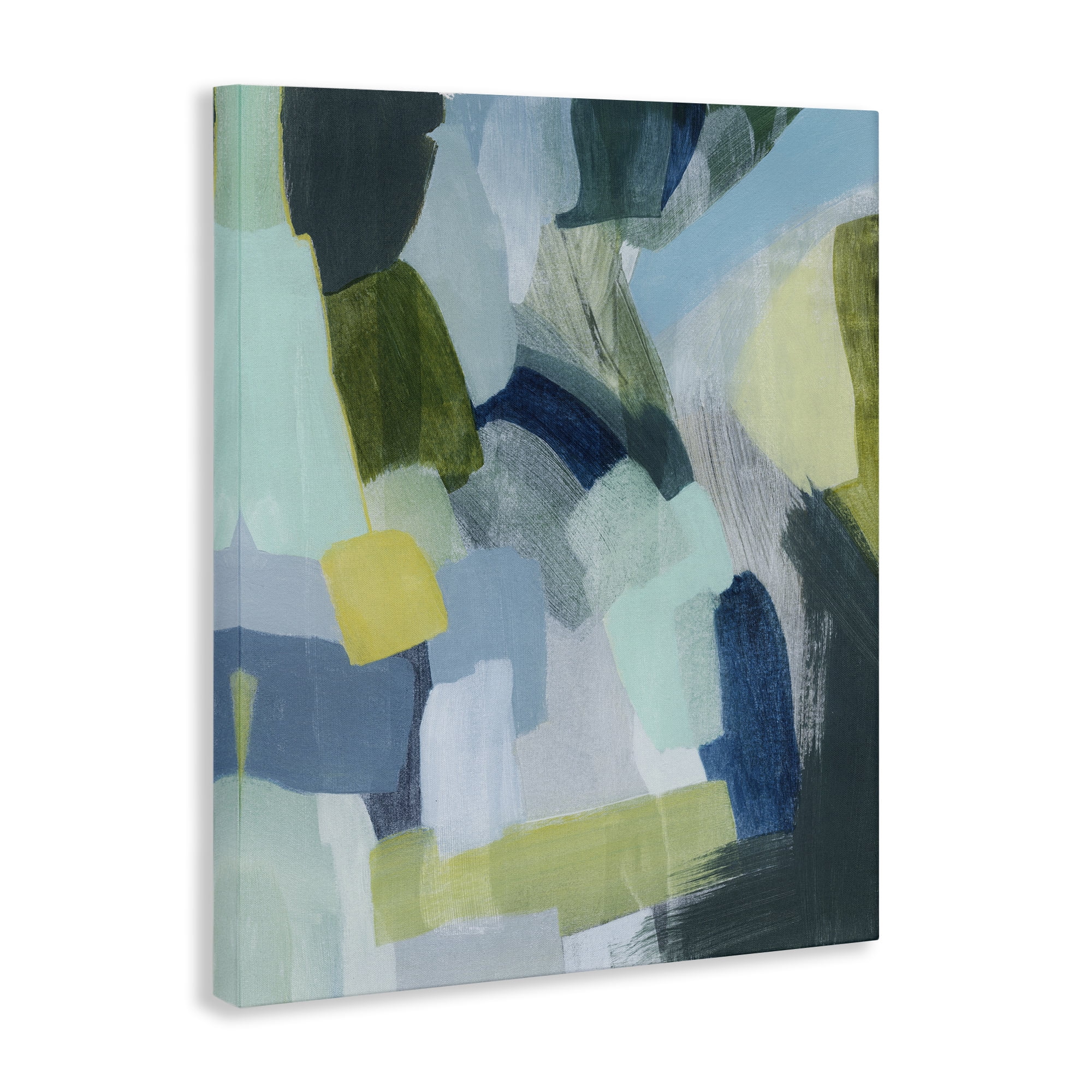 Stupell Industries Layered Green Paint Strokes Abstract Painting Gallery Wrapped Canvas Art Print Wall Art, 36 x 48
