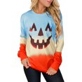 thumbnail image 1 of Chandails en Molleton Visage de Citrouille Halloween Femmes Mignon Pull Graphique Citrouille Décontracté Manches Longues Automne, 1 of 6