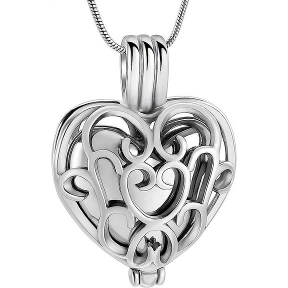 Hollow Heart Cremation Locket Necklace Urn Jewelry For Ashes Hold Mini Heart Casket Keepsake Memorial Jewellery