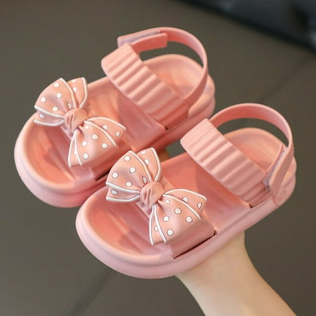 

Summer Little Girls Sandals 2021 New Flower Simple Cute Pink Green Children Sandals Toddler Baby Soft Casual School Girl Shoes