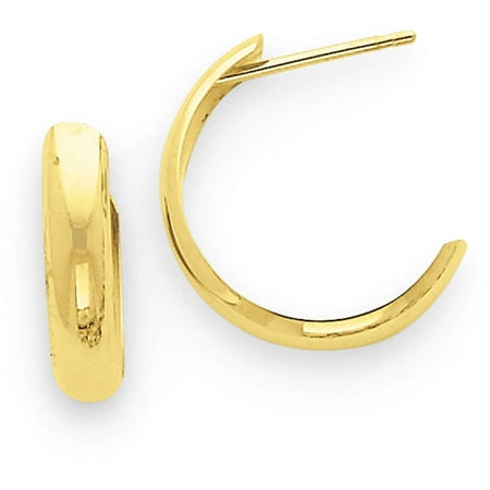 14kt Yellow Gold Polished 3.5mm J-Hoop Earrings