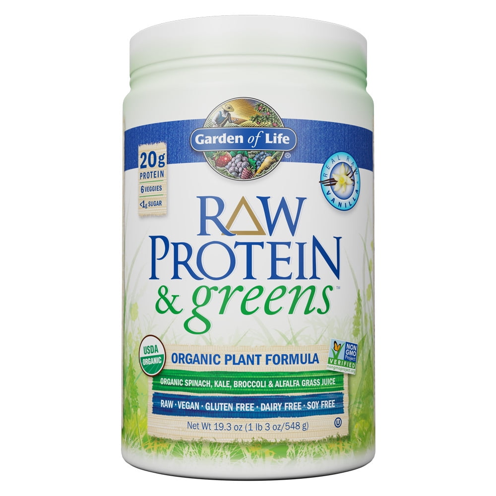 Garden of Life Raw Protein & Greens Powder, Vanilla, 20g Protein, 1.2lb, 19.3oz