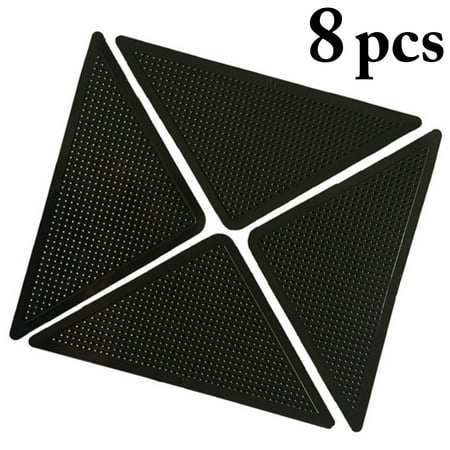 8Pcs Rug Grippers, Justdolife Reusable Triangle Double Sided Adhesive Anti-Skid Non Slip Anti Curling Rug Pad Carpet Tape For Kitchen