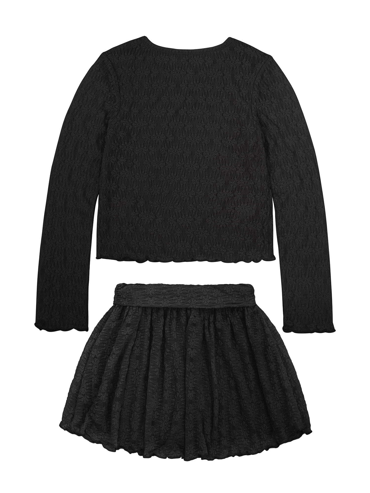Planet Gold Girls' Long Sleeve Lace Top and Skirt, 2-Piece Set, Sizes 4-18