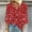 Red, variant on Spring/Fall Women's Trendy Loose-Fit 3/4-Sleeves V-Neck Printed Blouse Casual Fashion Shirt Tops