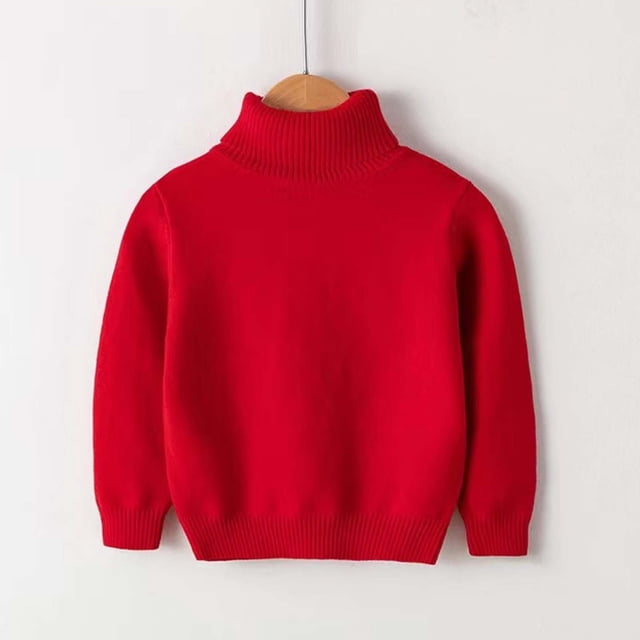 Cowsor Toddler Baby Boys Girls Knit Sweaters Turtleneck High Collar Fall Winter Soft Warm Sweater Pullover Tops