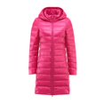thumbnail image 2 of Chaqueta de plumón ligera de otoño e invierno para mujer, abrigo largo de plumón de pato blanco coreano, ligero y ajustado, gorra, 2 of 3