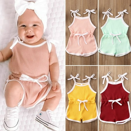 

Summer Toddler Kids Baby Girl Strap Romper Bodysuit Jumpsuit Playsuit Clothes