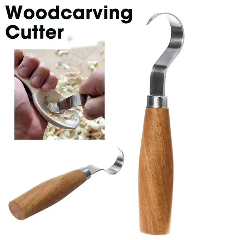 2 pack Hook Knife Blade Wood Carving Spoon Knife for Bowl Cups Spoons Carving Right Handed Wood Carving Knife Curved Tools for Beginners