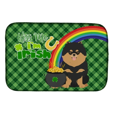 

Black and Tan Pomeranian St. Patrick s Day Dish Drying Mat 14 in x 21 in