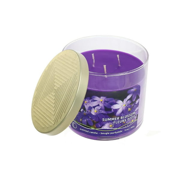 14 Oz 3 Wick Jar Candle With Embossed Lid (Summer Blossom) - Set of 2