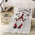 thumbnail image 2 of Happy Christmas Gnome Throw Blanket 40" x 50", Lightweight Super Soft Bed Blanket for Bedroom Living Rooms, Cozy Fleece Comfy Microfiber Throw Blankets for Couch Sofa, Winter Snowflake and Heart, 2 of 6