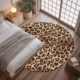 thumbnail image 2 of 4ft Round Rug, Leopard Printed Non-Skid Rubber Backing Large Area Rugs - Living Room Bedroom Home Office, Modern Animals Textured Brown Indoor Floor Mat Carpets Washable Rug, 2 of 9
