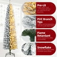 thumbnail image 3 of 6FT Pre-Lit Snow Flocked Pencil Christmas Tree - Warm White Lights & Frosted Tips Slim Artificial Tree - Hinged Metal Stand for Indoor Party Decor, 3 of 8