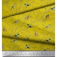 thumbnail image 3 of Soimoi Yellow Rayon Fabric Leaves & Flowerpecker Bird Decor Fabric Printed Yard 42 Inch Wide, 3 of 3