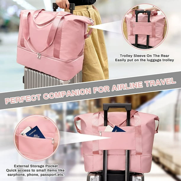 Travel Duffle Bag Large Gym Tote Bag for Women, Weekender Bag Dry & Wet  Seperated Design Carry on Bag for Airplane, Ladies Beach Bag Overnight Bag