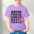 thumbnail image 2 of T-shirts Filles Été Imprimé Lettre Col Rond Manches Courtes T-Shirt Décontracté Hauts Filles Violet 8-9 Ans, 2 of 4