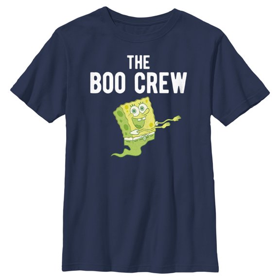 Boy's SpongeBob SquarePants Boo Crew Green Ghost Graphic Tee Navy Blue Small