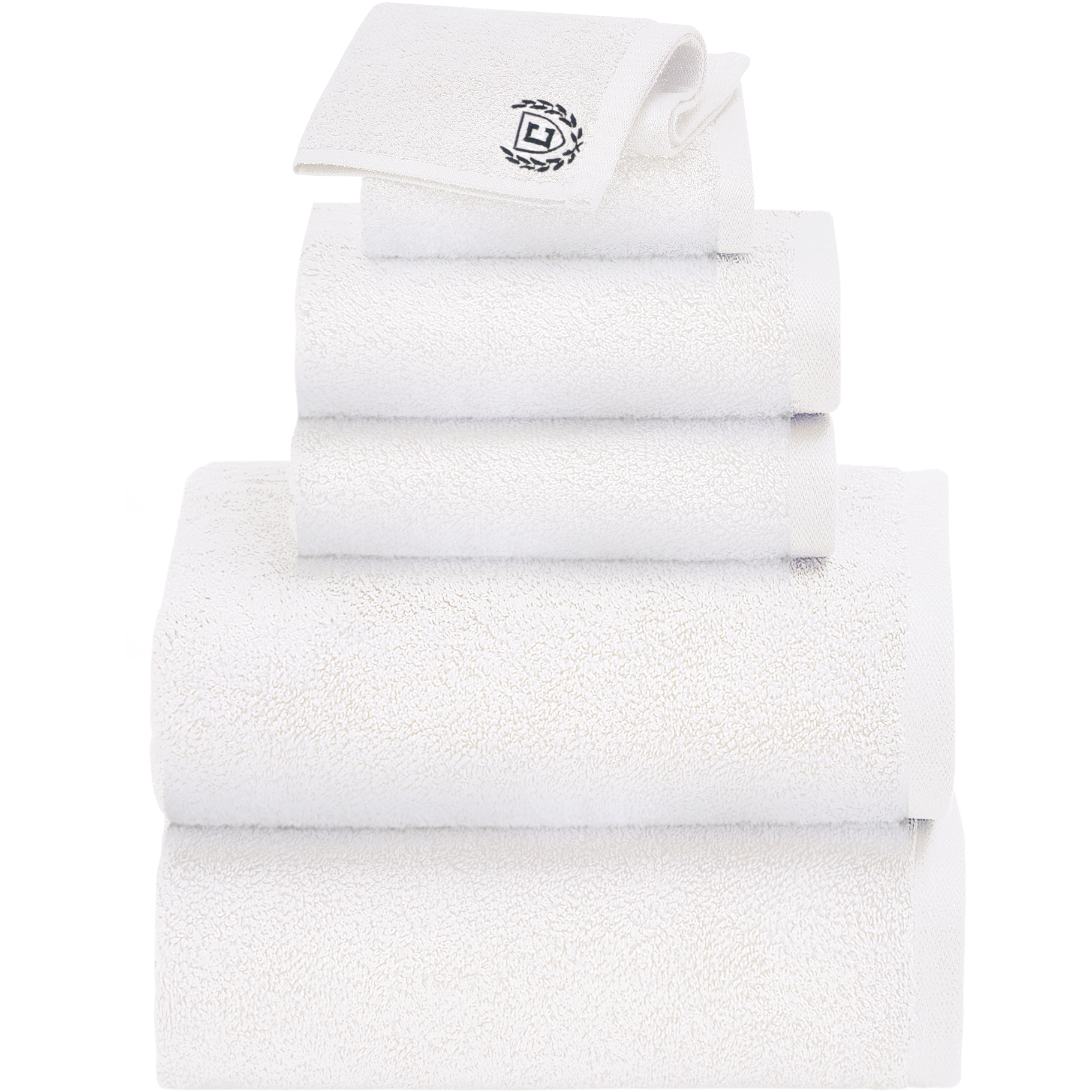Chaps Bath Towels 6Piece Sets for Bathroom Ring Spun Cotton Towel Set White