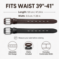 thumbnail image 3 of TRISJEM Men's Double Prong Belt, Big & Tall 39"-41" Waist, Textured PU Leather Belt with Breathable Elongated Slots, Adjustable Casual Work Belt for Jeans Work Pants, Black Dark Brown Orange, 3 Color, 3 of 8