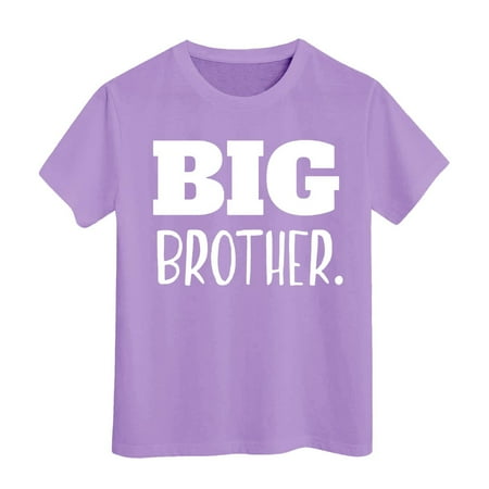 SonxaHe Big Boy s T Shirt Letter Prints Crew Neck Short Sleeve Tee Children Summer Comfortable Durable Tshirts Purple Size 8-9 Y
