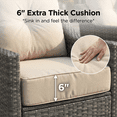 thumbnail image 4 of 5 Piece Patio Furniture Set, Outdoor Conversation Set with 3-Seat Sofa, 2 Swivel Glider Chairs & 2 Ottomans, PE Wicker Patio Set with 6 Inch Olefin Cushions for Porch, Deck, Backyard, Grey/Beige, 4 of 9