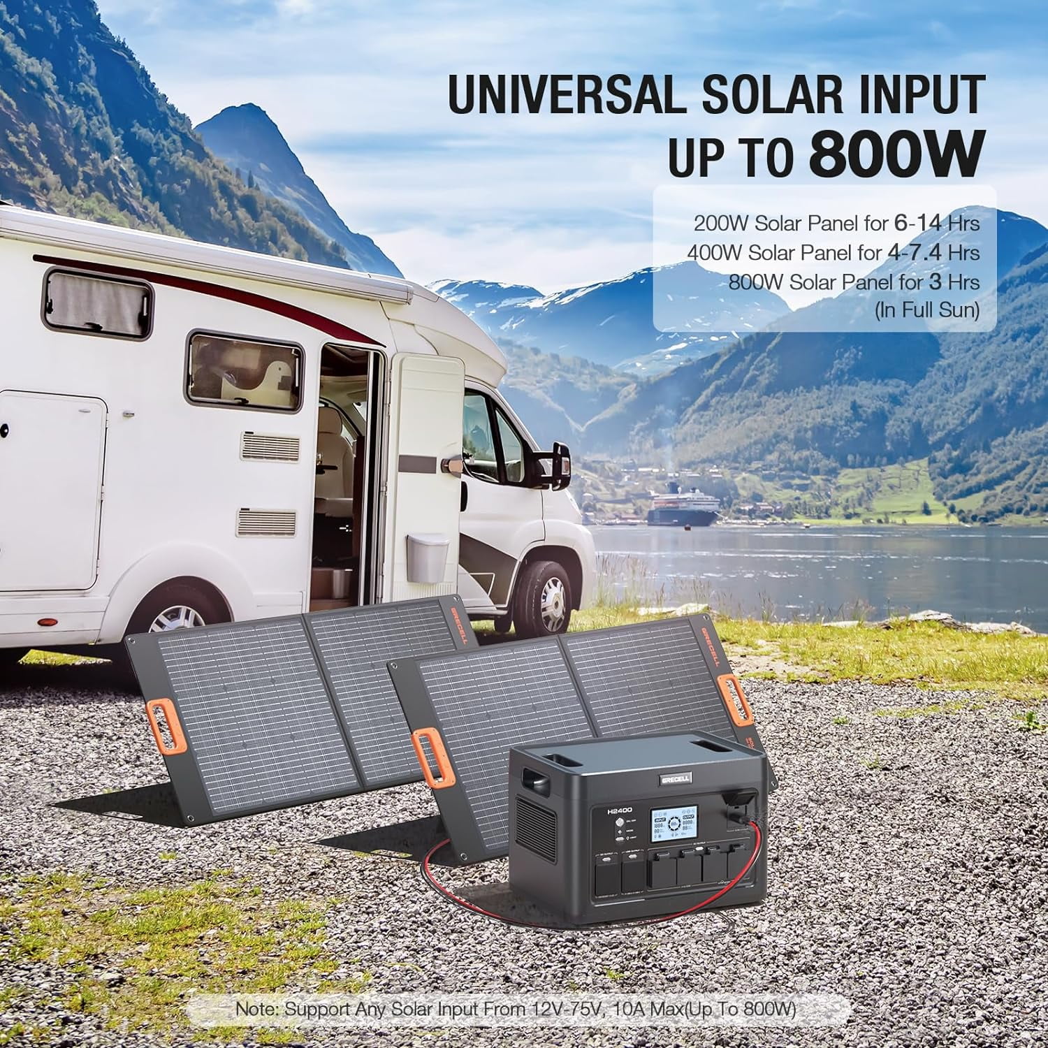 GRECELL Portable Power Station 2400W Solar Generator with 100W Solar Panel, 1843Wh UPS Backup LiFePO4 Battery Power Supply with 11 Outlets(4 2400W AC Outlets,2 PD100W) for Home CPAP Camping RV