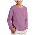 thumbnail image 3 of alcepopk Girls Long Sleeve T Shirts Kids Fall Tops Crewneck Basic Tees(Purple,9-10 Y), 3 of 7