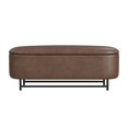 thumbnail image 2 of Pat Storage Bench Ottoman, Brown Faux Leather, Black Metal, 46 Inch, 2 of 5
