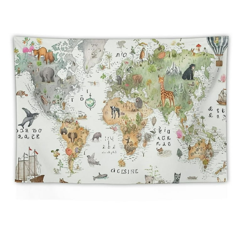 Boy deals nursery wall artChildren's world map wall art paintings on canvas, home wall decor, canvas painting, world map canvas, set of 3 nursery