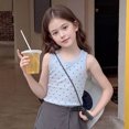 thumbnail image 2 of Girls Polka Dot Sleeveless Tank Top Summer Basic Crew Neck Vest Soft Breathable Dot Print Casual Tee Shirts for Outdoor Picnic Daily Wear(Light Blue,15-16 Years), 2 of 3
