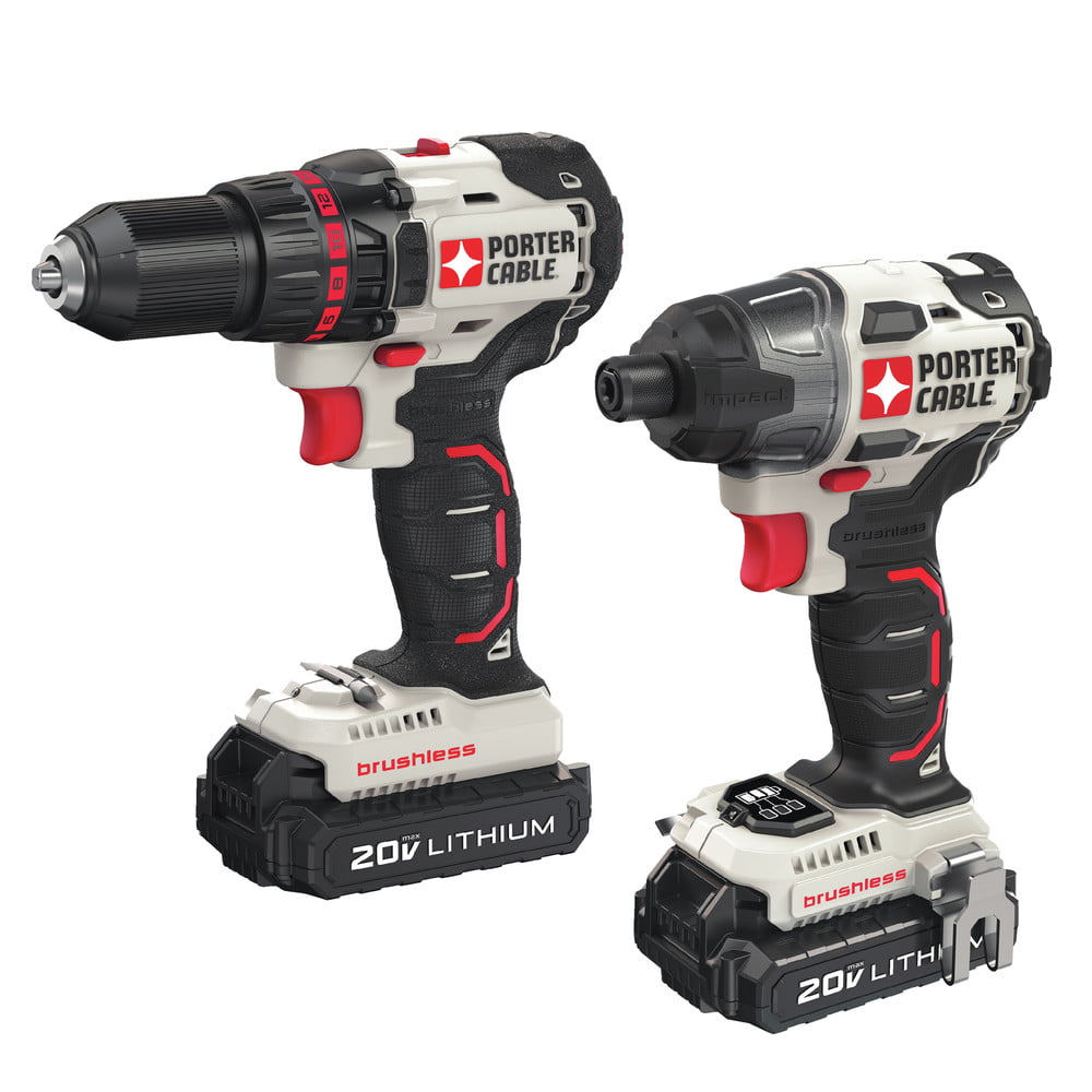 Restored PorterCable PCCK618L2R 20V MAX Brushless LithiumIon Cordless Drill/  Impact Driver Combo Kit (1.3 Ah) (Refurbished)