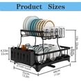 thumbnail image 2 of Dish Drying Rack, 2 Tier Dish Rack for Kitchen Counter, Black Stainless Steel Dish Drainers Rack with Drainboard, Large Dish Dryer with Detachable Cup Rack and Utensil Holder…, 2 of 6