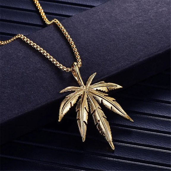 Men Women Golden 14K Yellow Gold Hemp Leaf Pendants Link Chains Hip Hop Jamaica Esserteauiana Jewelry Necklaces