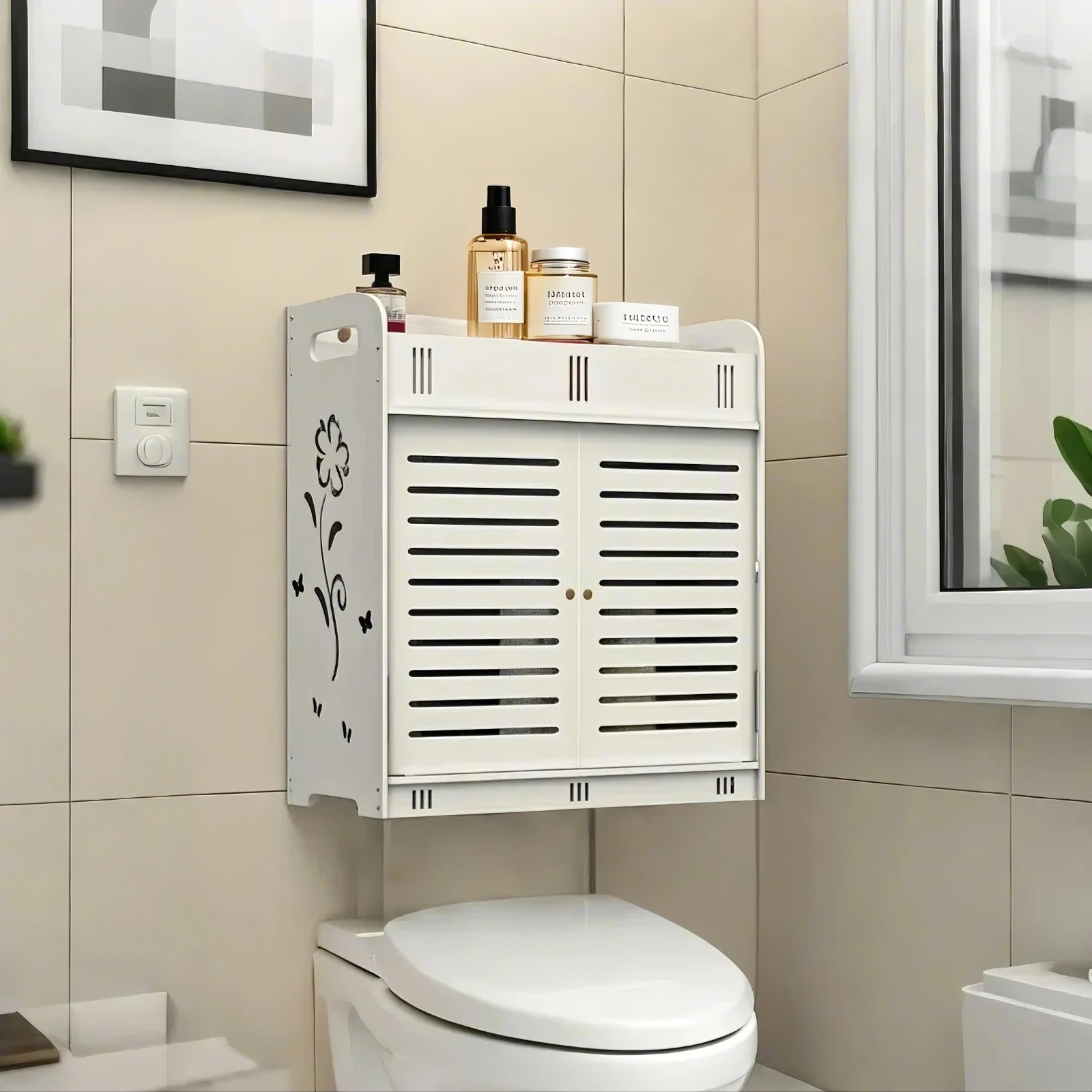 PinkSheep Bathroom Medicine Cabinets, Wall Mount Over the Toilet Storage Cabinet Organizer with 2 Doors and 5 Shelves, White