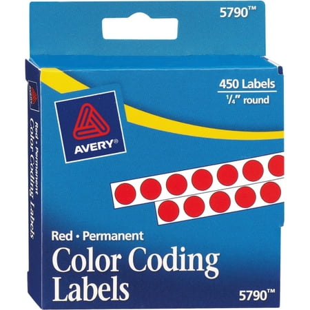 avery red permanent color coding labels 5790 1 4 round pack of