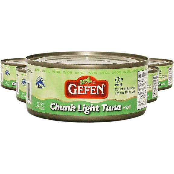 Gefen Chunk Light Tuna in Oil 6oz 6 Pack, Low Fat, Kosher for Passover