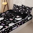 thumbnail image 3 of Manfei Boo Ghost Print Zipper Twin Comforter Sets with Fitted Sheet and 2 Pillowcases,Happy Halloween Zipper Bedding Set,Black Reversible,4 Pieces, 3 of 7