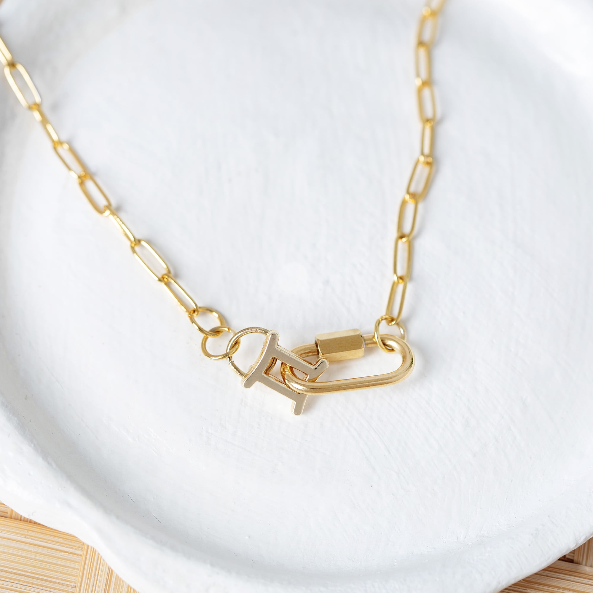 (1 pack) Cousin DIY Gold Paperclip Chain with Carabiner Pendant, 18"+3" Extender, Metal, Adult, 69995780
