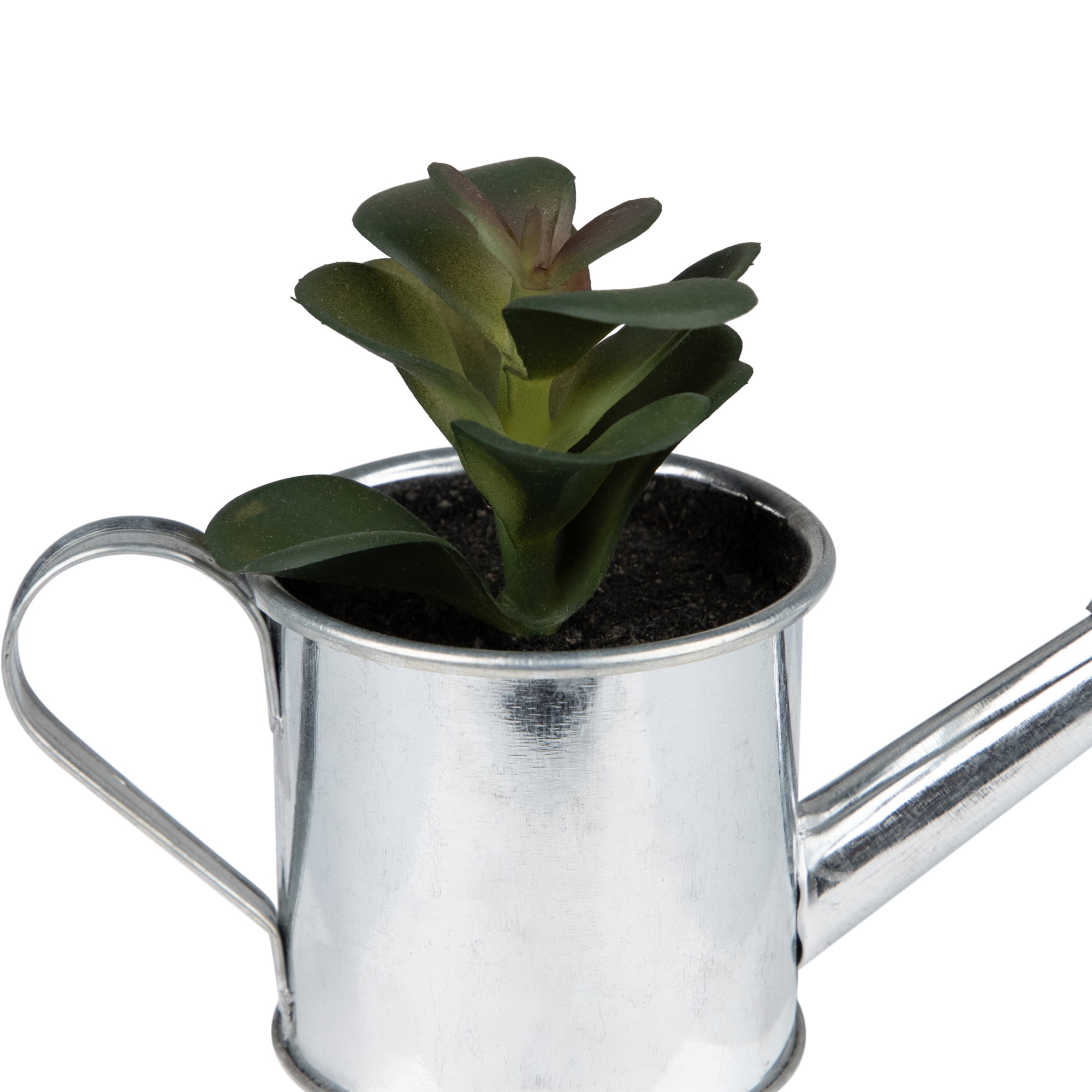 4" Adorable Tropical Green Mini Artificial Succulent in Tin Water Can