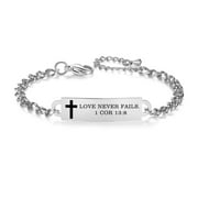 Religious Bracelets for Women Quote Christian Gifts for Her Personalized Scripture Stainless Steel Bible Verse bracelets (13:8-SS)