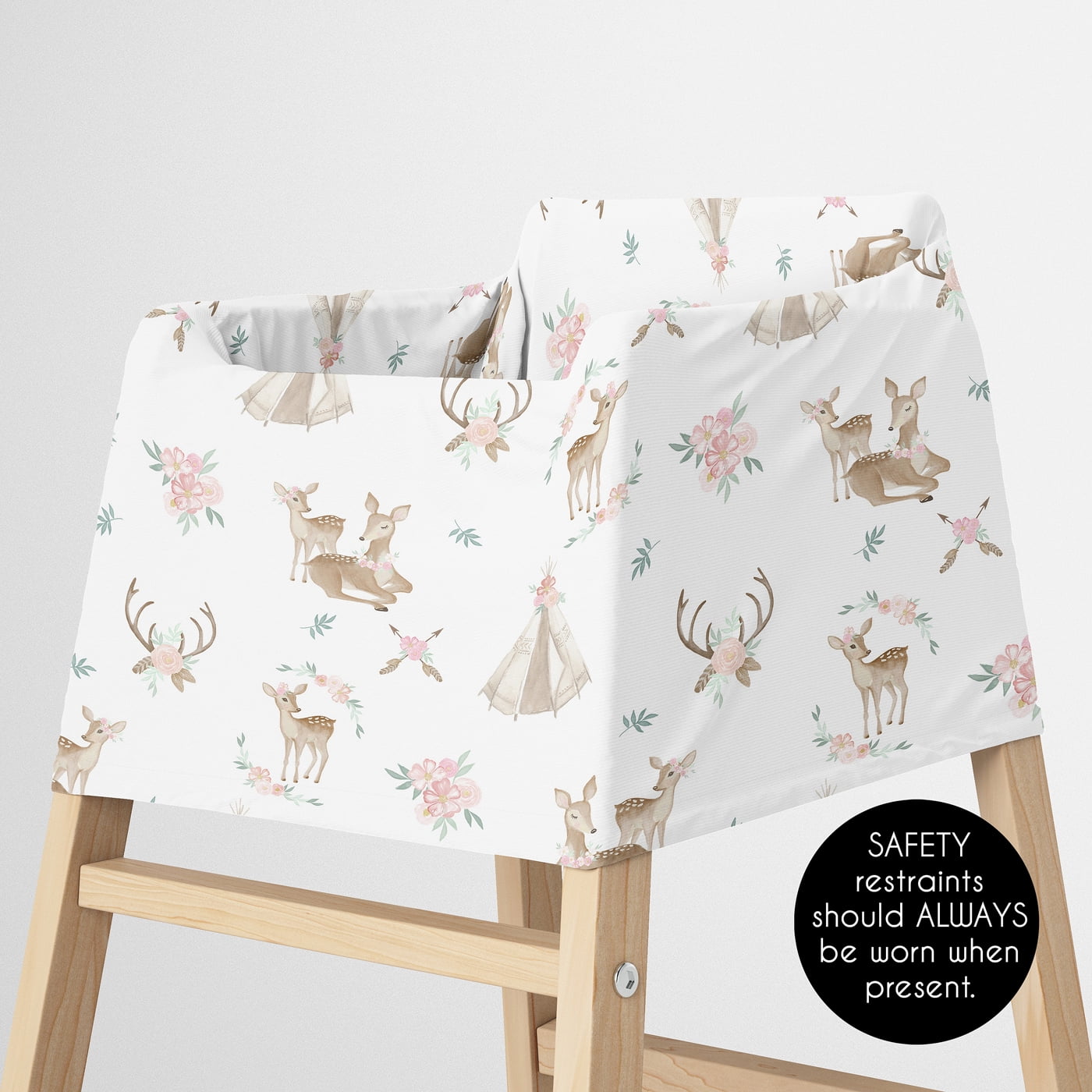 Sweet Jojo Designs Deer Floral Pink Green and White Multi Use Baby Car Seat and Nursing Cover