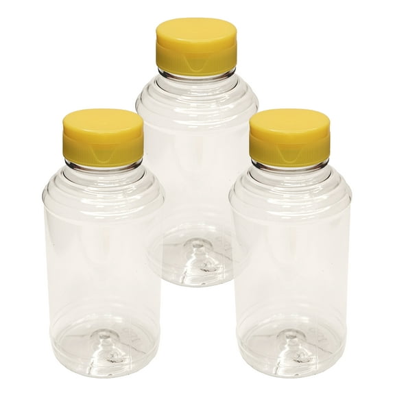 Home Brew Ohio 16oz PET SKEP-Style Honey Bottle with Yellow Flip Cap (Set of 3)