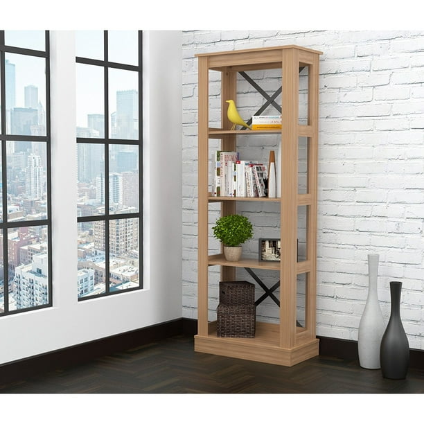 70.9" Brown Melamine and Engineered Wood Bookcase ...