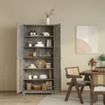 thumbnail image 3 of UBesGoo 72" Traditional Freestanding Kitchen Pantry Cabinet Wardrobe Armoire, Gray, 3 of 4