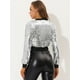 thumbnail image 4 of Chaqueta De Lentejuelas Tipo Aviador Con Cremallera En La Parte Delantera Con Purpurina Brillante Para Mujer Plata L, 4 of 5